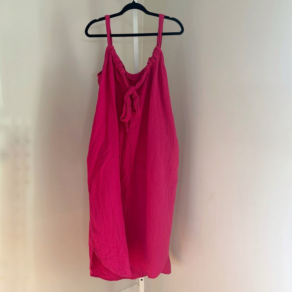 Old Navy Pink Gauze Shirred Midi Dress Adjustable Strap Women's Size XXL - Picture 4 of 8